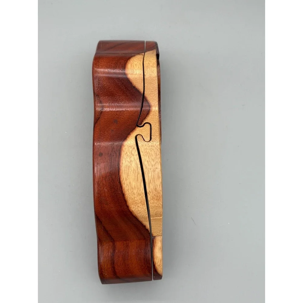 Vintage Toucan Wooden Puzzle Box Hand Carved Lined Trinket Box 9